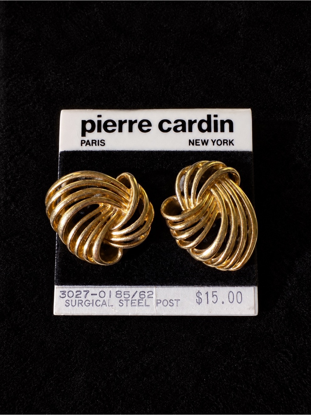 Vintage Pierre Cardin Gold Twisted Knot Earrings